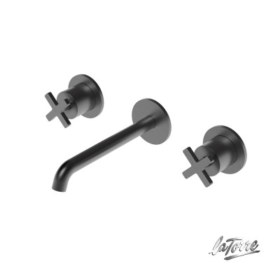 Μπαταρία Νιπτήρος Θερμομικτική Εντοιχισμού 3 Οπών Elle Cross La Torre 38118-410 Black Brushed