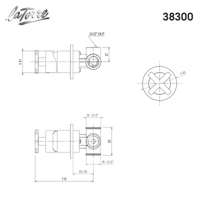 Μίκτης Εντοιχισμού 1 Εξόδου Elle Cross La Torre 38300-400 Black Matt