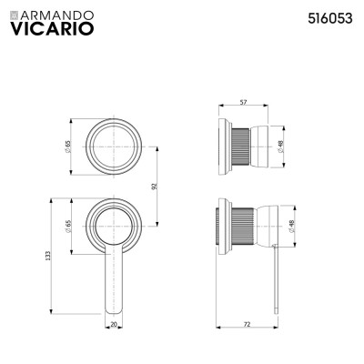 Μίκτης Εντοιχισμού με Εκτροπέα 3 Εξόδων Lumiere Vicario 516053-221 Antique Brass