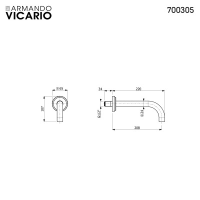 Στόμιο Επίτοιχο Lumiere Vicario 700305-221 Antique Brass