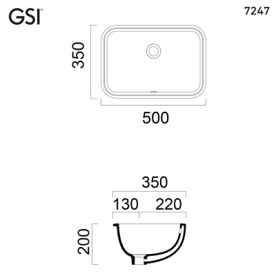 Νιπτήρας Pura 50x35 Υποένθετος Gsi 7247-300 Λευκό Γυαλιστερό