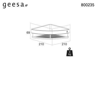 Σπογγοθήκη Γωνιακή 21 X 21 cm της Σειράς Cooper Tiger Geesa 800235-110 Inox finish