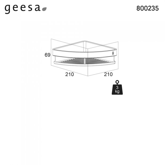Σπογγοθήκη Γωνιακή 21 X 21 cm της Σειράς Cooper Tiger Geesa 800235-110 Inox finish