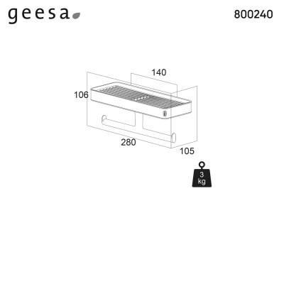 Χαρτοθήκη Διπλή με Εταζέρα 28 cm της Σειράς Cooper Tiger Geesa 800240-400 Black Matt