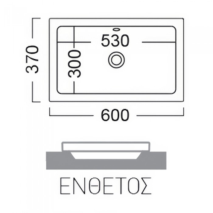 Νιπτήρας μπάνιου σε λευκό χρώμα Gsi Kube 8953-300  60 x 37 cm