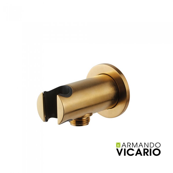 Επίτοιχη Παροχή Νερού 1/2'' με Στήριγμα Για Τηλέφωνο Ντους Vicario 900021-201 Gold Brushed