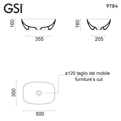 Νιπτήρας Nubes 50x35 Επιτραπέζιος Gsi 9784-440 Tortora