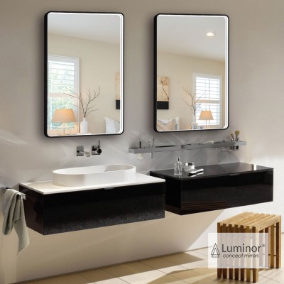 Καθρέπτης Cob Light 60x80 cm Φωτιζόμενος Led με Μαύρο μεταλλικό Πλαίσιο Luminor COB6080 Black Matt