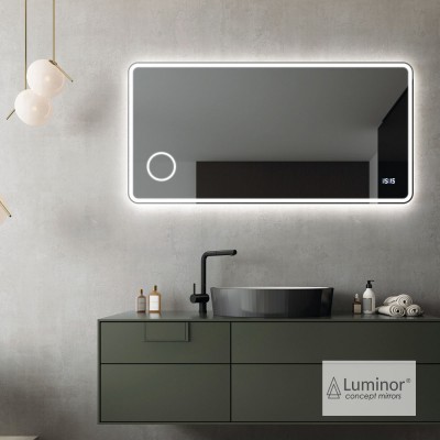 Καθρέπτης Cult 100x80 cm Φωτιζόμενος Led με Ενσωματωμένο μεγεθυντικό X3 Καθρέπτη Μακιγιάζ Φ18 Ψηφιακό Ρολόι Και με Ενσωματωμένο Σύστημα Ηχείων Bluetooth Luminor CULM10080