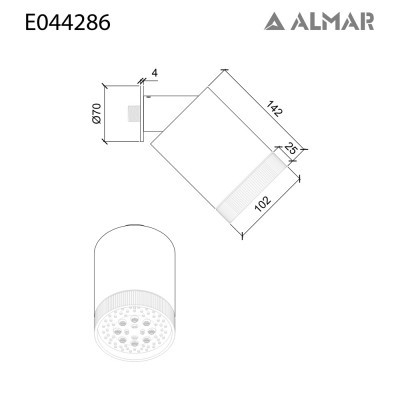 Κεφαλή Ντους Beam Multijet Ανακλινόμενη Στρόγγυλη Φ10,2 cm Almar E044286-400 Black Matt