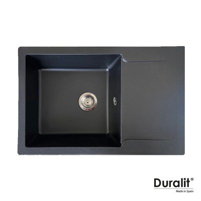 Νεροχύτης Συνθετικός Αντιστρεφόμενος με Μια Γούρνα & Πάγκο Εργασίας. Διάσταση 79x50 cm Για Ερμάριο 60 cm Duralit KN105-420 Graphite Ένθετος Germany