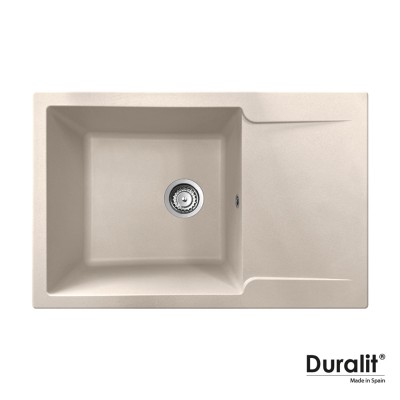 Νεροχύτης Συνθετικός Αντιστρεφόμενος με Μια Γούρνα & Πάγκο Εργασίας. Διάσταση 79x50 cm Για Ερμάριο 60 cm Duralit KN105-500 Beige Ένθετος Germany