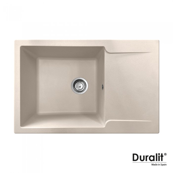 Νεροχύτης Συνθετικός Αντιστρεφόμενος με Μια Γούρνα & Πάγκο Εργασίας. Διάσταση 79x50 cm Για Ερμάριο 60 cm Duralit KN105-500 Beige Ένθετος Germany