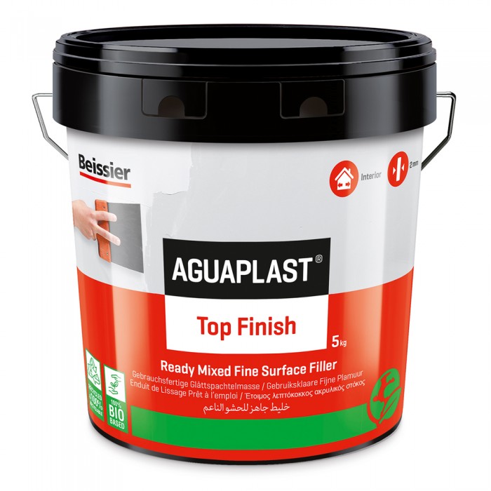 Στοκος Έτοιμος Λεπτόκοκκος Ακρυλικός AGUAPLAST Top Finish σε Xρώμα Λευκό 5Kg Βeissier 70480-002