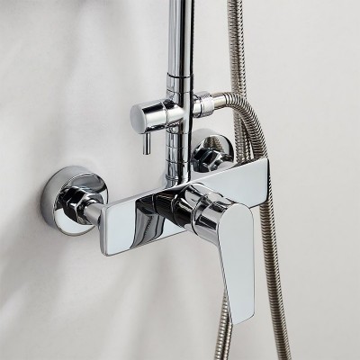 Στήλη ντους με Μπαταρία και Κολώνα με ρυθμιζόμενο ύψος 85-115εκ ss304 Χρώμιο και Λειτουργίες 5+1 TEMA ROMA BIANCO 53276-3