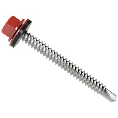 Τρυπανόβιδες εξάγωνες DIN 7504-Κ κόκκινες Ral 3013 με ροδέλα στεγανοποίησης 6.3x60mm (Τιμή ανά Τεμάχιο)