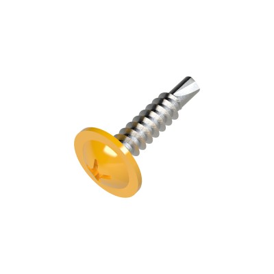 Τρυπανόβιδες αυτοδιάτρητες ψωμάκι σταυρού Wafer DIN 7504T Κίτρινες Ral 1023 4.2x19mm (Τιμή ανά Τεμάχιο)