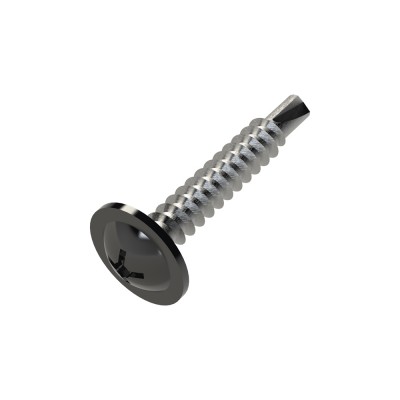 Τρυπανόβιδες αυτοδιάτρητες ψωμάκι σταυρού Wafer DIN 7504T Μαύρες Ral 9005 4.2x25mm (Τιμή ανά Τεμάχιο)