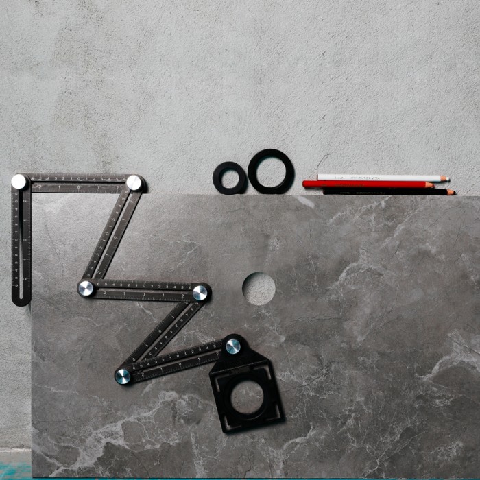 Τετράπλευρος Αλουμινένιος Χάρακας - Οδηγός για τρύπες Bihui Multi Functional Adjustable Tile Hole Locator DBG6