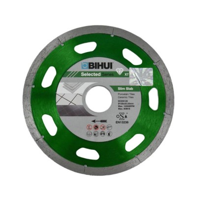 Δίσκος Κοπής Διαμαντιού με Ατσάλινο Σώμα 125mm x 22.23mm max 12250rpm για σκληρά πλακάκια, πορσελάνη κ.α. Diamond Blade slim slab Bihui DCDS125