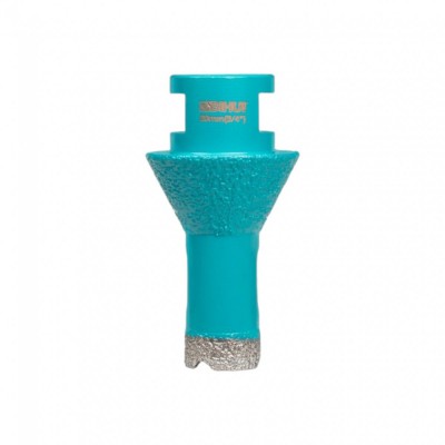 Ποτηροτρύπανο Διαμαντέ Ξηρής Κοπής Για Πλακάκι, Κεραμικά Υλικά, Πορσελάνη Και Πέτρα για την διάνοιξη οπών βαλβίδας Νεροχύτη και Νιπτήρα Ø20mm Bihui Turbo DMM20