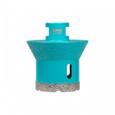 Ποτηροτρύπανο Διαμαντέ Ξηρής Κοπής Για Πλακάκι, Κεραμικά Υλικά, Πορσελάνη Και Πέτρα  για την διάνοιξη οπών βαλβίδας Νεροχύτη και Νιπτήρα Ø50mm Bihui Turbo DMM50