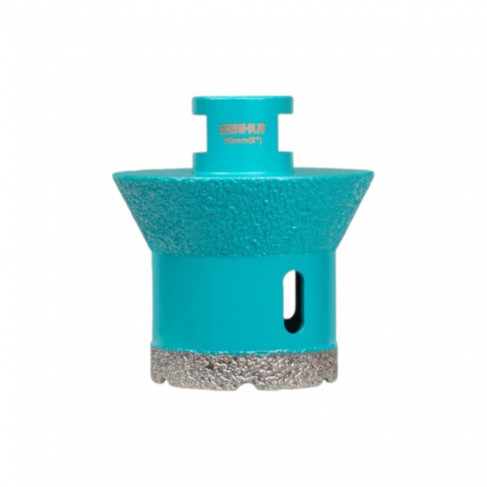 Ποτηροτρύπανο Διαμαντέ Ξηρής Κοπής Για Πλακάκι, Κεραμικά Υλικά, Πορσελάνη Και Πέτρα  για την διάνοιξη οπών βαλβίδας Νεροχύτη και Νιπτήρα Ø50mm Bihui Turbo DMM50