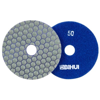 Δίσκος Ξηράς Λείανσης Velkro 100mm max 4500rpm για κεραμικά πλακίδια κ.α. Grit 50 BIHUI Diamond Polishing Pad DPP405