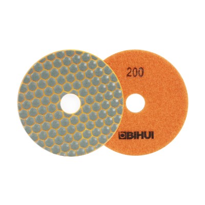 Δίσκος Ξηράς Λείανσης Velkro 100mm max 4500rpm κεραμικά πλακίδια κ.α. Grit 200 Diamond Polishing Pad Bihui DPP420