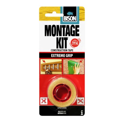 Αυτοκόλλητη Ταινία Διπλής Όψης Διάφανη 19mmx1.5m Bison Montage Kit extreme-grip