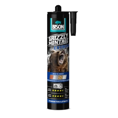 Εξαιρετικά δυνατή και γρήγορη κατασκευαστική κόλλα Λευκή GRIZZLY MONTAGE EXTREME Bison 435gr
