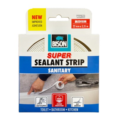 Ταινία Σφραγιστική Αρμών 22mm x 3.35m Λευκή Bison Super Sealant Strip 7006390