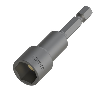 Καρυδάκι Μαγνητικό  με Καρέ 1/4" και Ολικό Mήκος L.65mm N.13mm