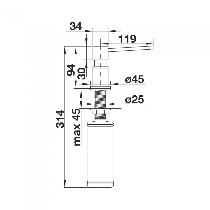 Ντισπένσερ BLANCO σειρά LATO Volcano Grey Χρωμε 526954