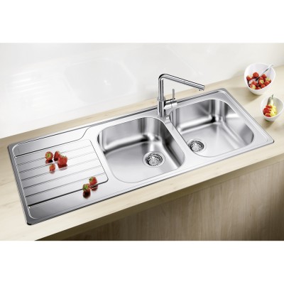 Ανοξείδωτος Νεροχύτης 116x50cm BLANCO σειρά DINAS 8 S Brushed Finish 523376