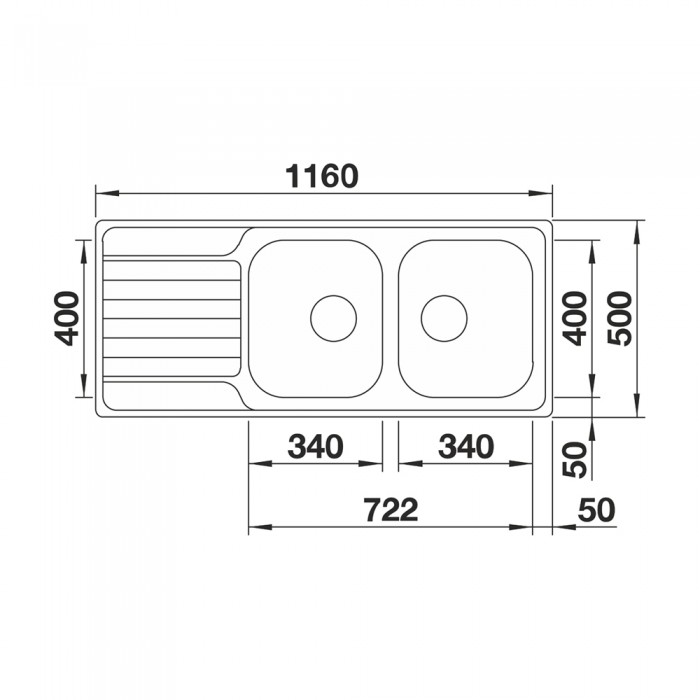 Ανοξείδωτος Νεροχύτης 116x50cm BLANCO σειρά DINAS 8 S Brushed Finish 523376