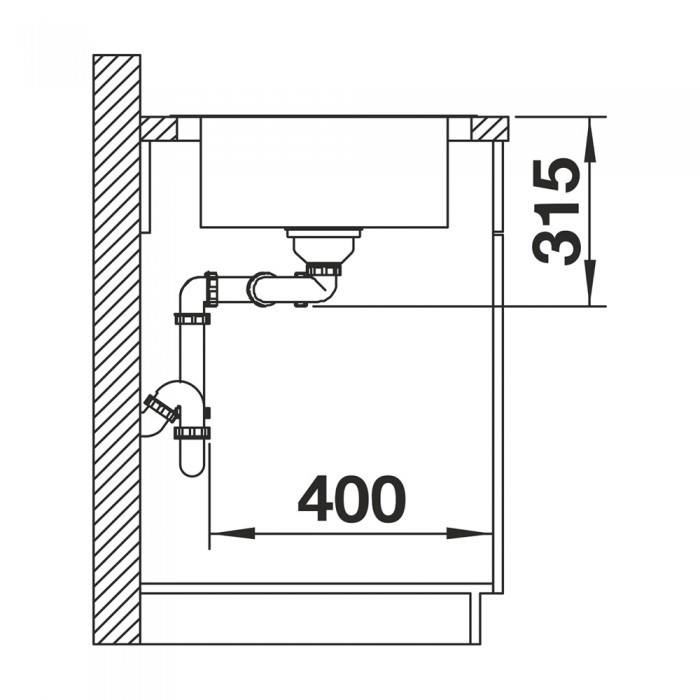 Ανοξείδωτος Νεροχύτης 116x50cm BLANCO σειρά DINAS 8 S Brushed Finish 523376