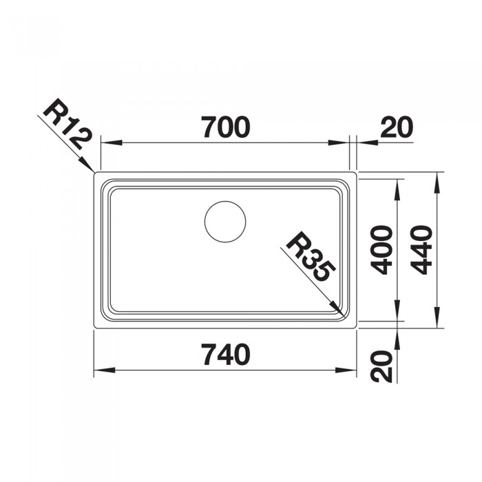 Υποκαθήμενος Ανοξείδωτος Νεροχύτης 74x44cm BLANCO σειρά ETAGON 700 U Satin Polish 524270
