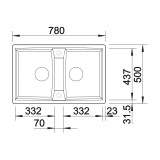 Νεροχύτης Γρανίτη 78x50cm BLANCO SILGRANIT σειρά LEXA 8 Coffee 524969