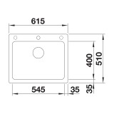 Νεροχύτης Γρανίτη 61.5x51cm BLANCO SILGRANIT σειρά NAYA 6 Tartufo 519644