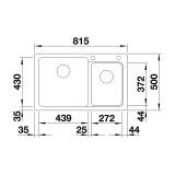 Νεροχύτης Γρανίτη 81.5x50cm BLANCO SILGRANIT σειρά NAYA 8 Volcano Grey 527313