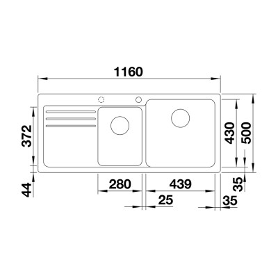 Νεροχύτης Γρανίτη ποδιά Αριστερά 116x50cm BLANCO SILGRANIT σειρά NAYA 8 S Volcano Grey 527315
