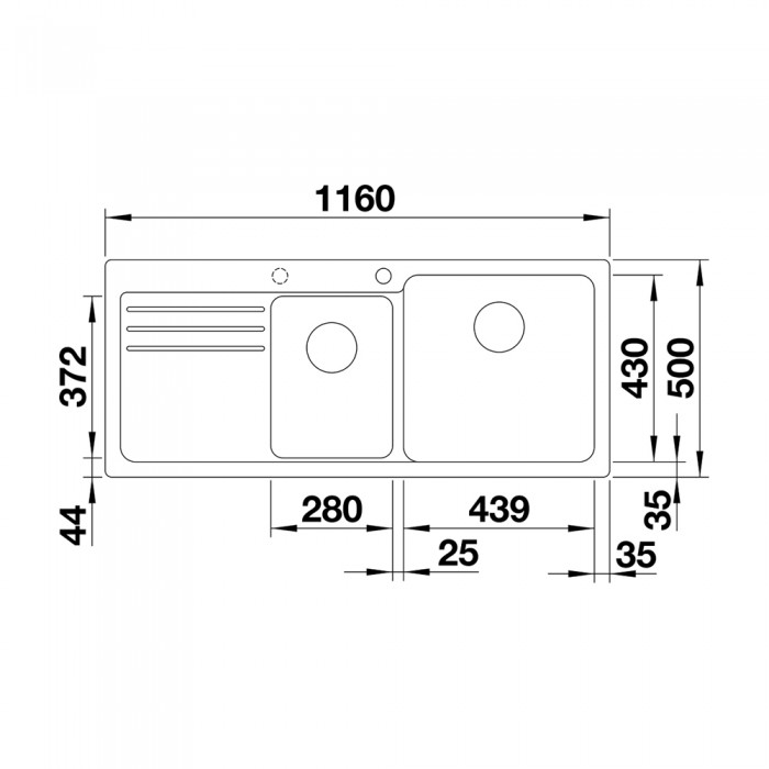 Νεροχύτης Γρανίτη ποδιά Αριστερά 116x50cm BLANCO SILGRANIT σειρά NAYA 8 S Anthracite 525779