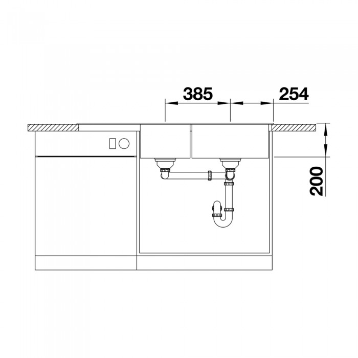 Νεροχύτης Γρανίτη ποδιά Αριστερά 116x50cm BLANCO SILGRANIT σειρά NAYA 8 S Anthracite 525779