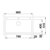 Νεροχύτης Γρανίτη 86x51cm BLANCO SILGRANIT σειρά NAYA XL 9 Anthracite 521811