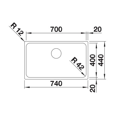 Υποκαθήμενος Ανοξείδωτος Νεροχύτης 74x44cm BLANCO σειρά SOLIS 700-U Brushed Finish 526125