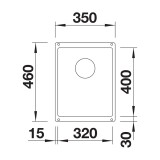 Γρανιτένιος νεροχύτης υποκαθήμενος 35x46cm BLANCO SILGRANIT σειρά SUBLINE 320-U Coffee 523415