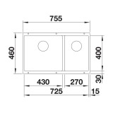 Γρανιτένιος νεροχύτης υποκαθήμενος 75.5x46cm BLANCO SILGRANIT σειρά SUBLINE 430/270-U Soft White 527167
