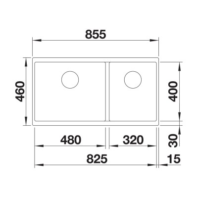 Γρανιτένιος νεροχύτης υποκαθήμενος 85.5x46cm BLANCO SILGRANIT σειρά SUBLINE 480/320-U Anthracite 523584