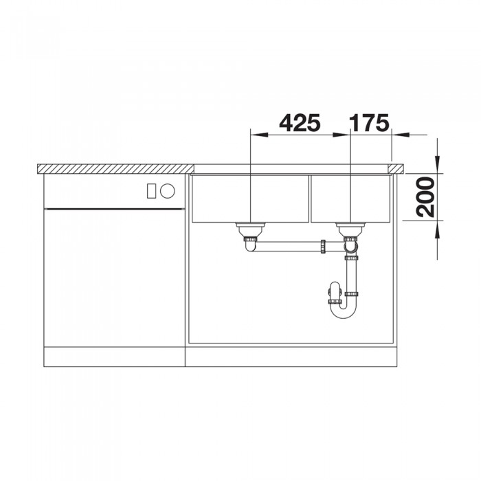 Γρανιτένιος νεροχύτης υποκαθήμενος 85.5x46cm BLANCO SILGRANIT σειρά SUBLINE 480/320-U Rock Grey 523585